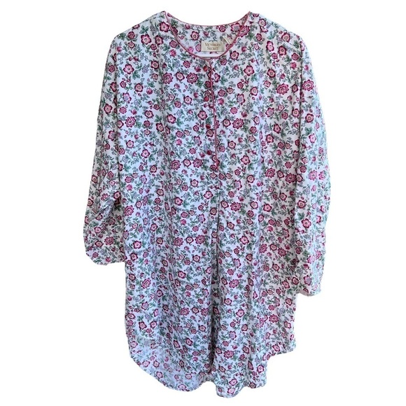 Victoria's Secret Other - VTG Victoria’s Secret Gold Label Sleep Shirt Medium Large Pink Floral Hong Kong